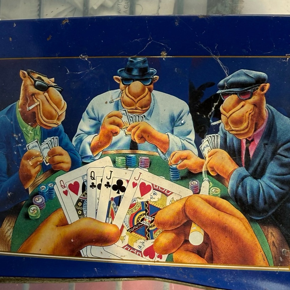 Vintage 1994 Joe Camel Casino Poker Set in Collectible Tin with Chips and Cards